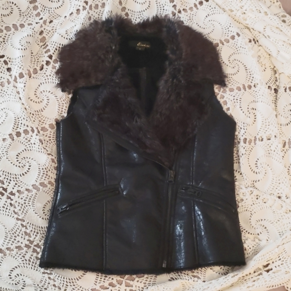 [DIR. SALE: FREE SHIPPING] NWOT - Eivissa -- Faux Fur/Faux Leather Vest